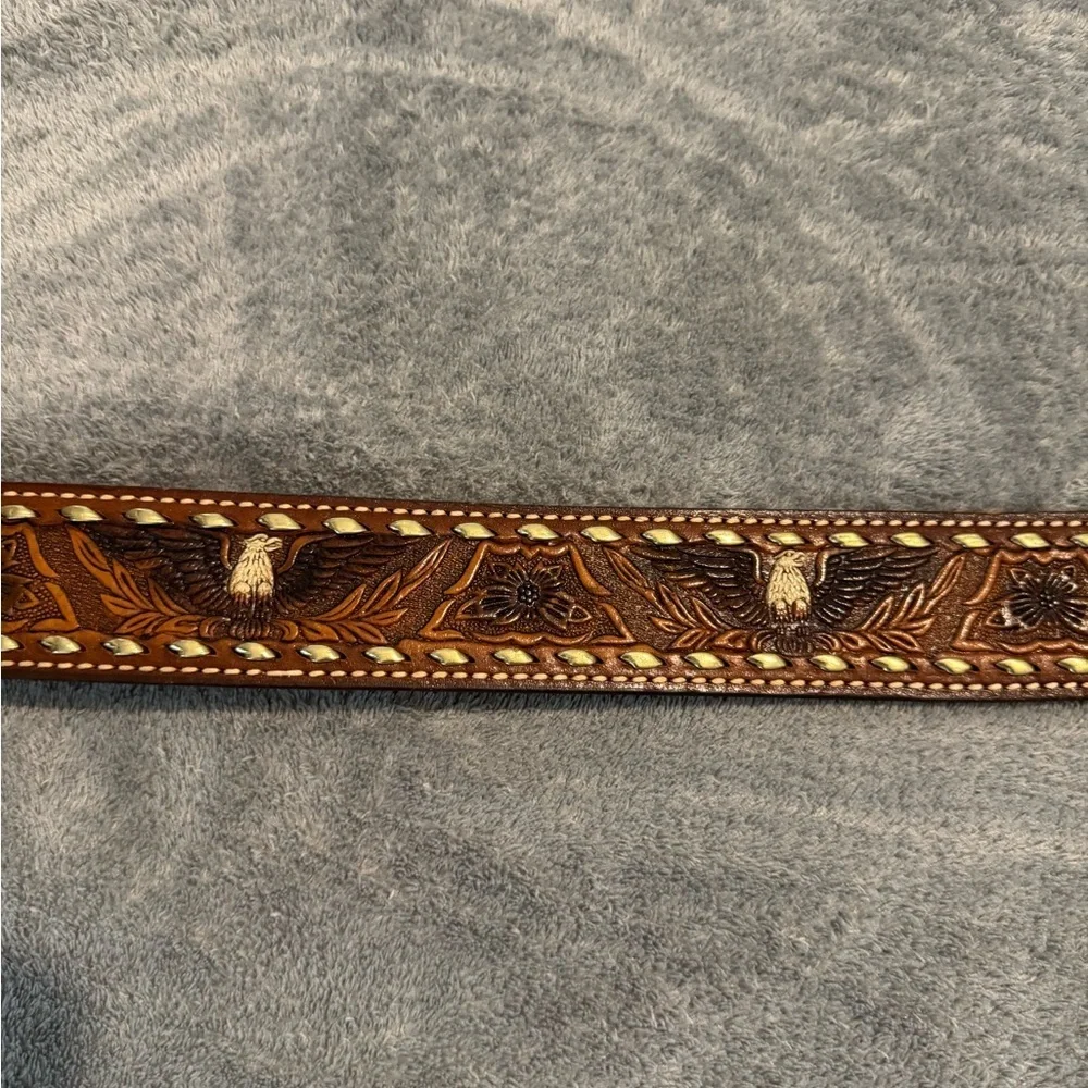 Cowhide Brown Western Style Belt Made in USA